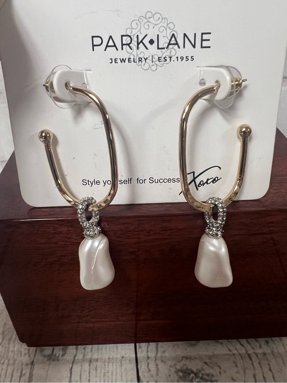 New Park Pane Gold Tone Pearl Dangle Earrings
